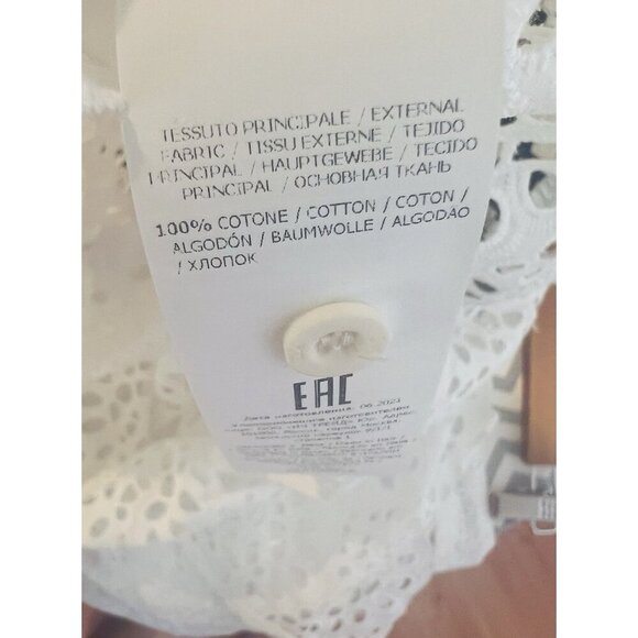 DX Collection Eyelet V-Neck Pullover Dress Size Large Made In Italy White Latte - Picture 12 of 13